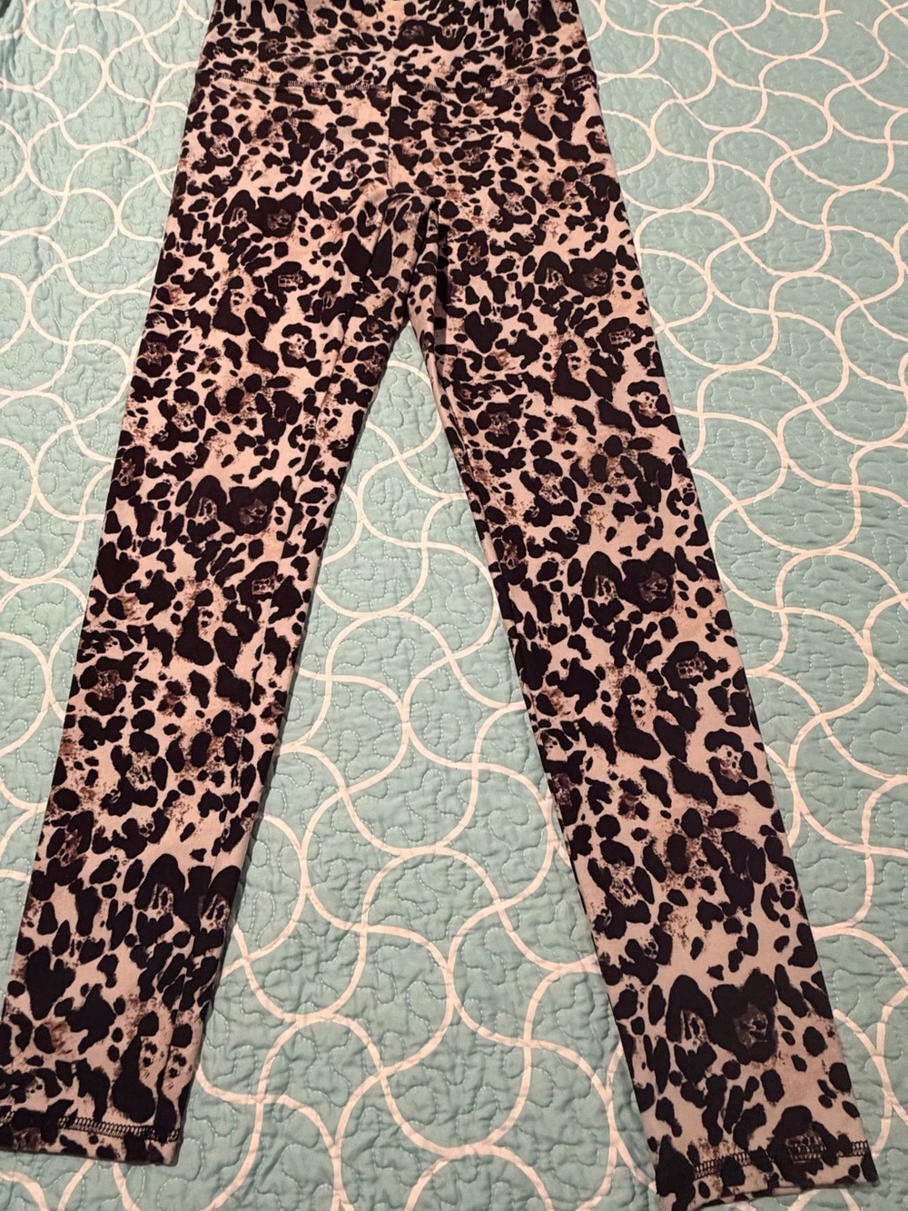 Balance Collection Leopard Print Leggings in Black and Cream